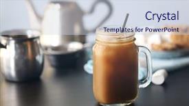  Presentation with glass - Beautiful presentation theme featuring iced coffee in glass jar backdrop and a sky blue colored foreground