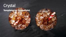  Presentation with soda - Audience pleasing PPT theme consisting of iced cola soda pop backdrop and a dark gray colored foreground