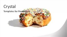 Presentation with white chocolate - Cool new slide deck with iced donut with colored sprinkle backdrop and a white colored foreground