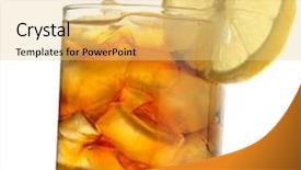  Presentation with ice milk tea - Cool new presentation theme with iced tea isolated on white closeup backdrop and a yellow colored foreground