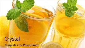 Presentation with tea - Audience pleasing slides consisting of iced tea with lemon isolated backdrop and a gold colored foreground