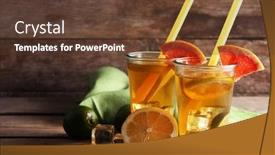  Presentation with tea - Presentation enhanced with iced tea with lemon and grapefruit on wooden background background and a tawny brown colored foreground