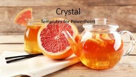  Presentation with tea - Amazing PPT layouts having iced tea with lemon and grapefruit on wooden background backdrop and a coral colored foreground