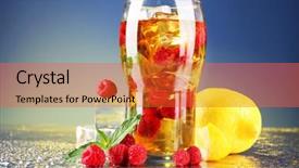  Presentation with blue mint - Colorful PPT layouts enhanced with iced tea with raspberries and mint on blue background backdrop and a red colored foreground