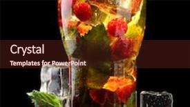  Presentation with black tea - Presentation enhanced with iced tea with raspberries and mint on black background background and a wine colored foreground