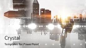  Presentation with hockey - Amazing slide deck having icehockey - hockey player celebrating victory mixed backdrop and a  colored foreground