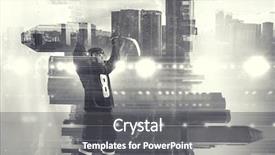  Presentation with hockey - Amazing PPT theme having icehockey - hockey player celebrating victory mixed backdrop and a  colored foreground