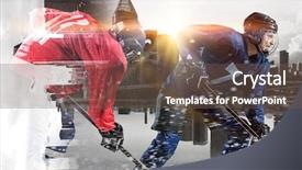  Presentation with ice hockey - PPT theme enhanced with icehockey - hockey players on ice mixed background and a  colored foreground