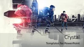  Presentation with ice hockey - Presentation featuring icehockey - hockey players on ice mixed background and a light gray colored foreground