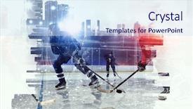  Presentation with ice hockey - Presentation design consisting of icehockey - hockey players on ice mixed background and a sky blue colored foreground