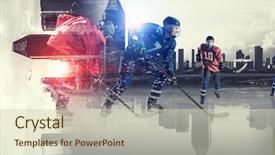  Presentation with ice hockey - Audience pleasing presentation design consisting of icehockey - hockey players on ice mixed backdrop and a  colored foreground