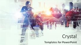  Presentation with ice hockey - Presentation design featuring icehockey - hockey players on ice mixed background and a cool aqua colored foreground