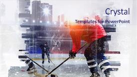  Presentation with nhl hockey ice referee - PPT theme featuring icehockey - hockey players on ice mixed background and a  colored foreground