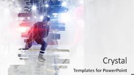  Presentation with ice hockey - Presentation theme enhanced with icehockey - hockey players on ice mixed background and a  colored foreground