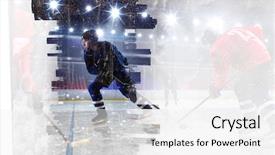  Presentation with ice hockey - Colorful PPT theme enhanced with icehockey - hockey players on ice mixed backdrop and a  colored foreground