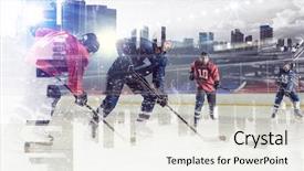  Presentation with ice hockey - Slide deck consisting of icehockey - hockey players on ice mixed background and a light gray colored foreground