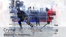  Presentation with ice hockey - Theme consisting of icehockey - hockey players on ice mixed background and a light gray colored foreground