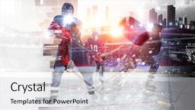  Presentation with hockey - Cool new slides with icehockey - hockey players on ice mixed backdrop and a light gray colored foreground