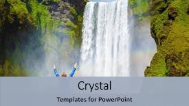  Presentation with waterfall woman - Cool new PPT layouts with iceland - skogafoss picturesque huge rainbow backdrop and a light blue colored foreground