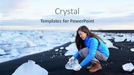  Presentation with lake ice - Presentation theme consisting of iceland-diamond-beach-woman-tourist background and a sky blue colored foreground