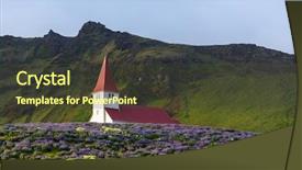  Presentation with church dove - Presentation design consisting of iceland glade of lupine flowers background and a tawny brown colored foreground