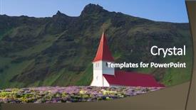  Presentation with hill - Audience pleasing PPT theme consisting of iceland glade of lupine flowers backdrop and a dark gray colored foreground