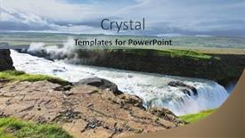  Presentation with water sun - Cool new PPT theme with iceland grand gullfoss in mid-july bubbling water illuminated by a bright morning sun backdrop and a light blue colored foreground