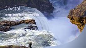  Presentation with falls - Presentation design featuring iceland-gullfoss-golden-falls background and a ocean colored foreground