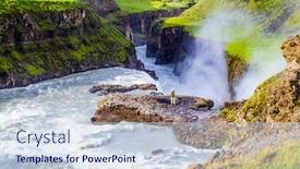  Presentation with waterfall woman - Presentation theme consisting of iceland-gullfoss-golden-falls background and a sky blue colored foreground