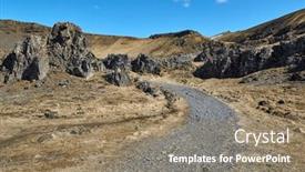  Presentation with walking trail - Presentation with iceland-hiking-trail-walking-path background and a coral colored foreground