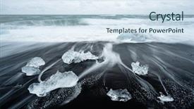  Presentation with sand ocean - Presentation design consisting of iceland iceberg on the black background and a sky blue colored foreground