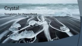 Presentation with sand ocean - PPT theme featuring iceland iceberg on the black background and a light blue colored foreground