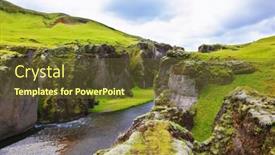  Presentation with 4th of july - Colorful presentation theme enhanced with iceland in july canyon fjadrargljufur and cold fast river with a pebble bottom backdrop and a tawny brown colored foreground