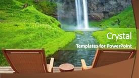  Presentation with wood floor wiht lighting - PPT theme having iceland seljalandsfoss waterfall deck chair background and a  colored foreground