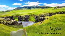 Presentation with water environment - Presentation theme having iceland the icelandic tundra background and a gold colored foreground