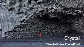  Presentation with south beach - Theme with iceland-tourist-woman-walking background and a dark gray colored foreground