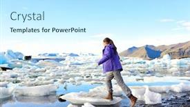  Presentation with destination - Colorful presentation theme enhanced with iceland-travel-tourist-walking backdrop and a cool aqua colored foreground