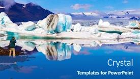  Presentation with ice blue - Colorful PPT theme enhanced with iceland-white-and-blue-icebergs backdrop and a ocean colored foreground