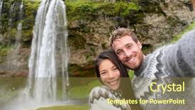  Presentation with waterfall woman - Audience pleasing slides consisting of iceland woman and man model backdrop and a tawny brown colored foreground