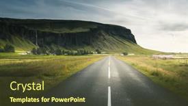  Presentation with asphalt - Presentation theme having icelandic-landscape-with-asphalt-road background and a tawny brown colored foreground