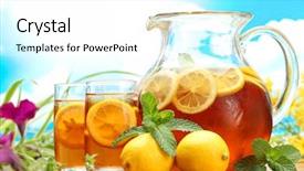  Presentation with ice lemon tea - Beautiful slide set featuring icetea - summer lemon ice tea closeup backdrop and a  colored foreground