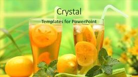  Presentation with ice lemon tea - Slide deck enhanced with icetea - summer lemon ice tea closeup background and a  colored foreground