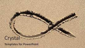  Presentation with fish beach - PPT layouts with ichthys a christian religious fish background and a coral colored foreground