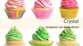  Presentation with cupcakes - Beautiful presentation featuring set of tasty colorful cupcakes backdrop and a blonde colored foreground