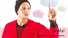  Presentation with european sovereign debt - Amazing presentation design having icloud - young european male model is backdrop and a red colored foreground