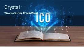  Presentation with digital book - Beautiful presentation theme featuring ico inscription coming backdrop and a ocean colored foreground