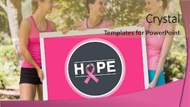  Presentation with cancer hope - Presentation design having icon and pink breast cancer background and a  colored foreground