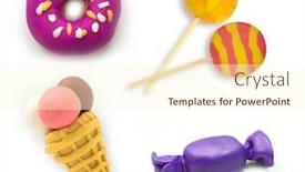 Presentation with set of sauces in white - Audience pleasing theme consisting of icon-of-plasticine-sweets-set backdrop and a cream colored foreground