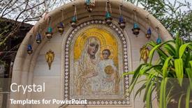  Presentation with orthodox - Presentation consisting of icon-of-the-holy-virgin background and a coral colored foreground