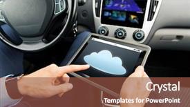  Presentation with cloud computing - Amazing theme having icon on screen in car backdrop and a tawny brown colored foreground